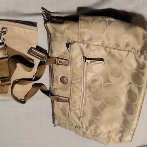 Metallic gold Coach baby or laptop bag RARE style HTF
